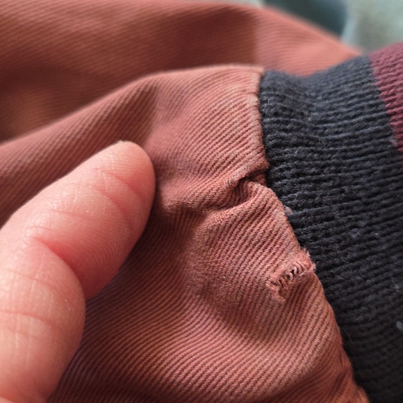 Bad Lands Denim Varsity Vintage Jacket Denim & Faded Red Canvas Mens Unisex M - Picture 9 of 15